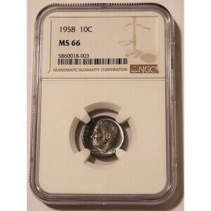 1958 Roosevelt Dime MS66 NGC Toned